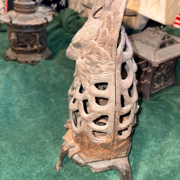 Japanese Antique Iron Owl Lantern - Picture 3 of 5